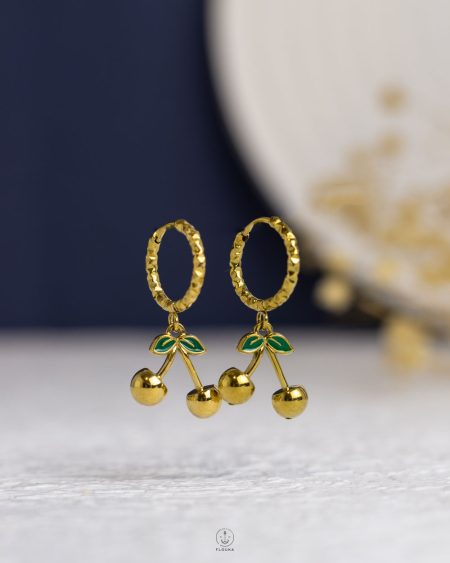 gold cherry earring
