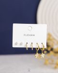 white fake vancleef gold earring set