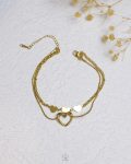 double layer trendy heart gold mouse anklet