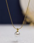 white Pearl beads gold mouse necklace