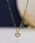 white rasin heart gold necklace