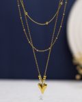 gold heart mouse ball necklace