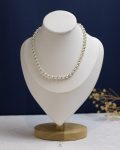 white Pearl beads gold balls necklace