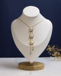 triple white Pearl beads gold mouse necklace