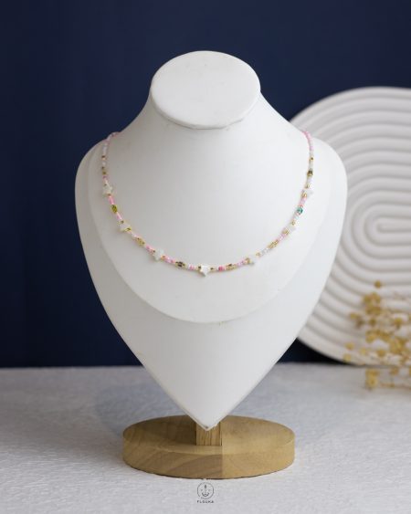 white star colofull pink necklace