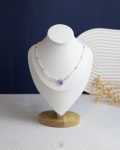 white Pearl beads & purple stone necklace