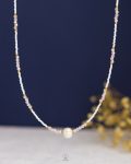 white Pearl beads & pink struas necklace