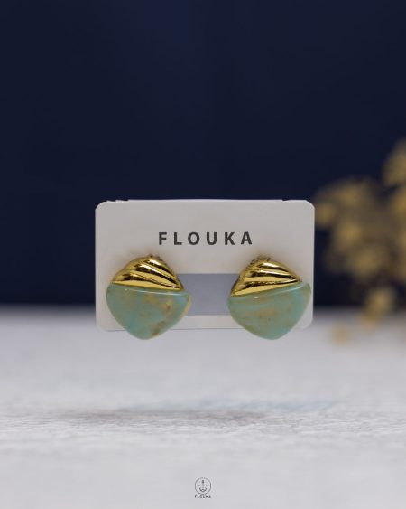 mix ment green & gold square earrings