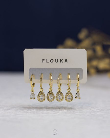 crystal gold struas earring set