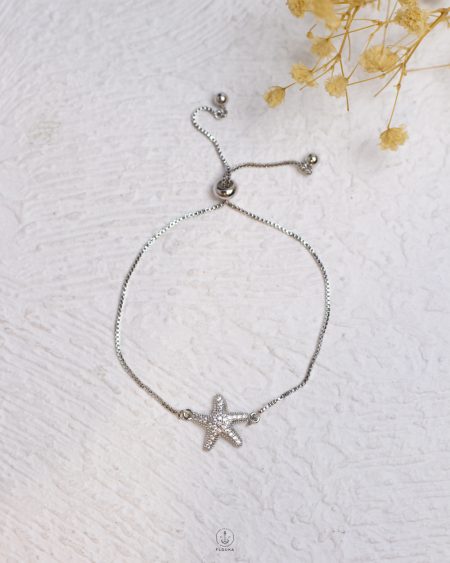 tiny free size silver seastar tennis bracelet