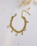 white Pearl beads gold bracelet