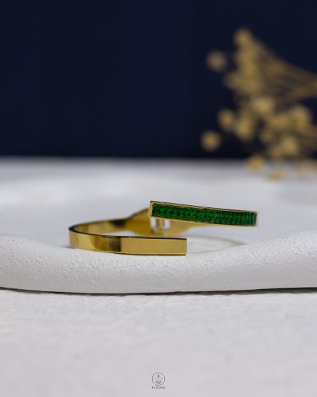 green crystal gold flexible bracelet