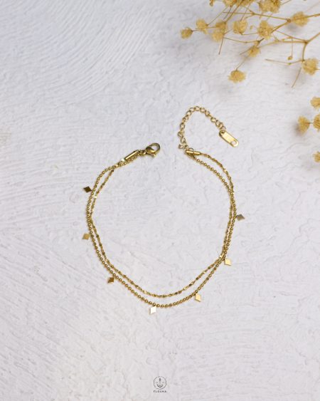 double layer tiny gold space star anklet