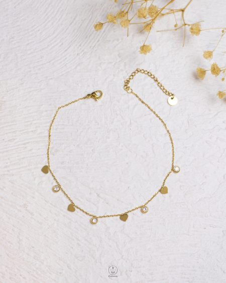 tiny struas & heart anklet