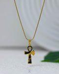 Black gold pharonic keylife necklace