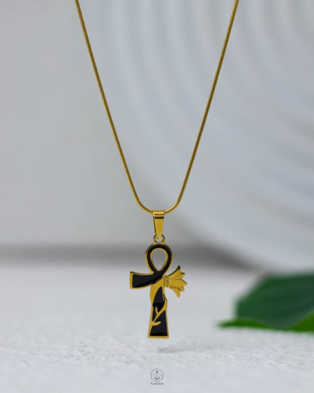 Black gold pharonic keylife necklace