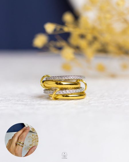 four struas mix gold & silver ring