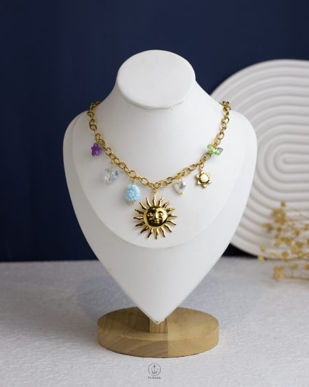 gold sun & seashell gold necklace