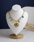 turquoise seashell & gold sun necklace