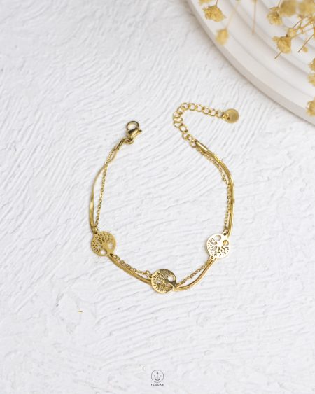 double layer gold snake & timberland bracelet