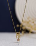 pink struas flower gold necklace