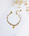 double layer pink peral beads gold seastar bracelet