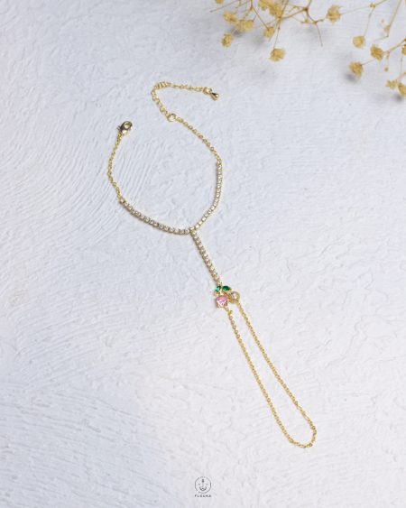 pink cherry tennis hand chain bracelet