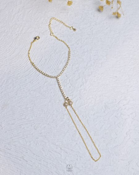 gold cherry tennis hand chain bracelet