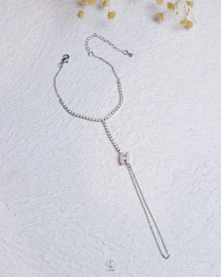 silver letter H tennis hand chain bracelet