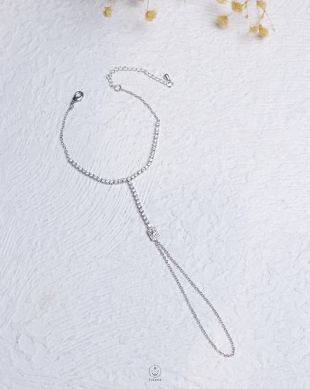 silver space star tennis hand chain bracelet