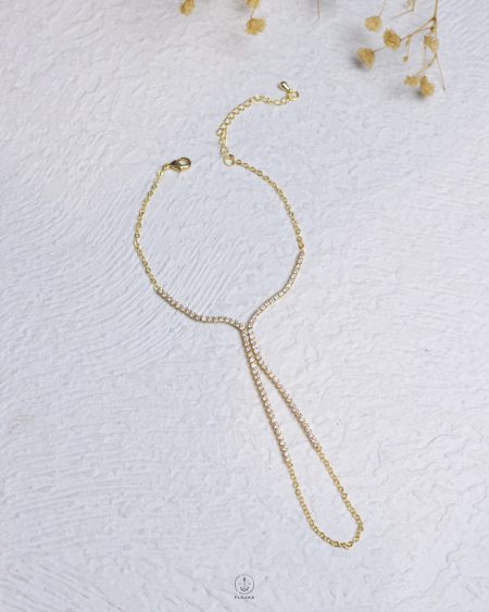 gold X tennis hand chain bracelet