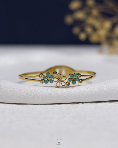 blue flower gold flexable bracelet