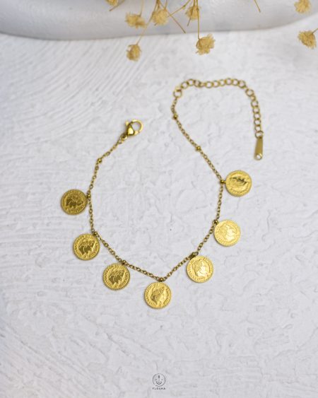 tiny gold coins anklet
