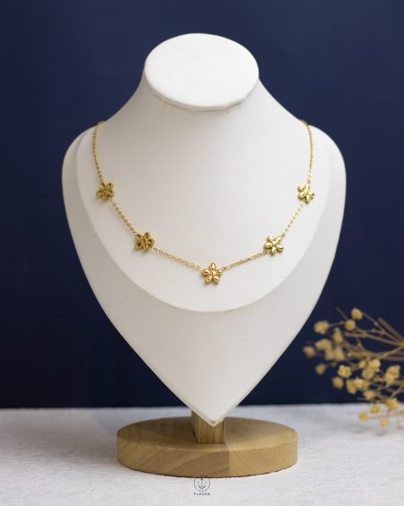 many gold flower necklace