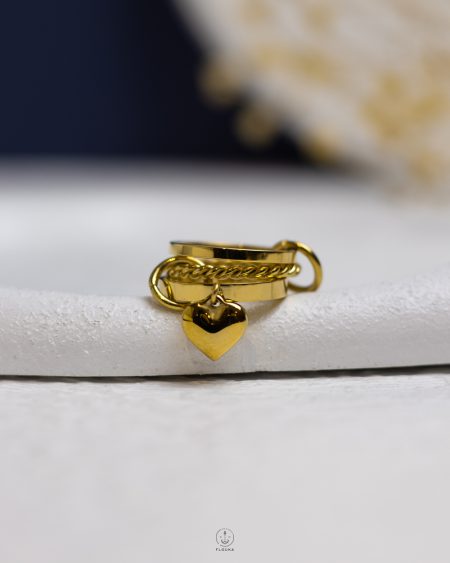 triple gold heart ring