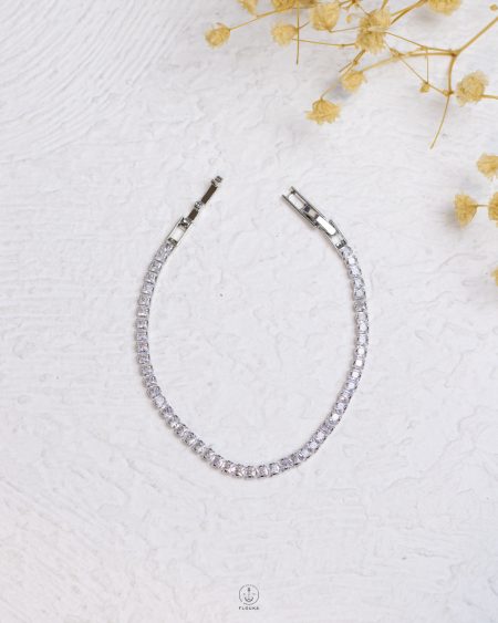 tiny wide silver tennis bracelet