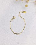 tiny white bead gold bracelet