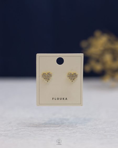 white struas heart gold earring
