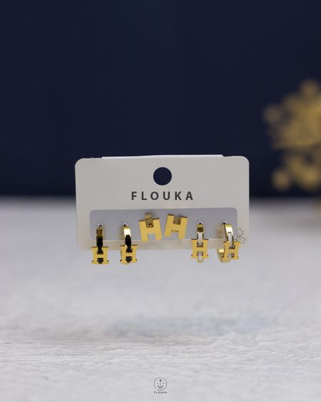 gold hermes earring set