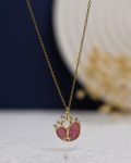 pink rasin gold tree necklace