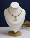 gold snake & white rasin sun shin necklace