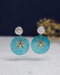 turquoise Acrylic gold seastar earring