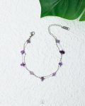 natural amathyst double layer silver bracelet