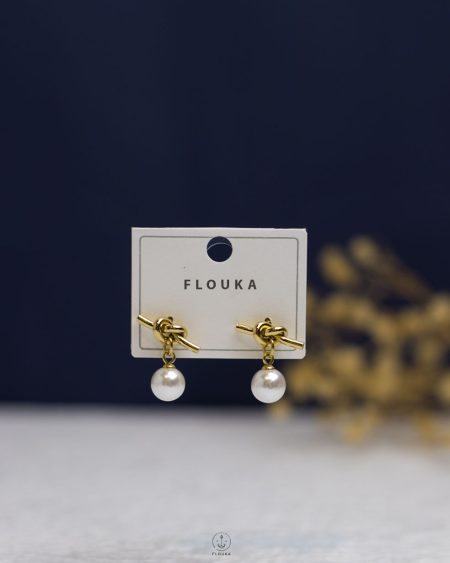 gold XP tie & bead earring