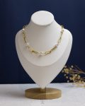 white Pearl beads gold rope necklace