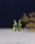 turquoise squares gold earring