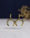 silver struas crescent gold earring