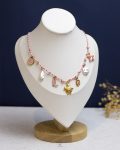pink fagbric seashell & sun necklace