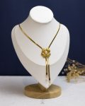 double layer gold flower & snake & white beads necklace