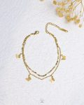 double layer gold butterfly anklet